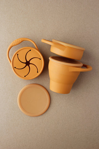 Foldable Silicone Snack Cup - Golden Ochre