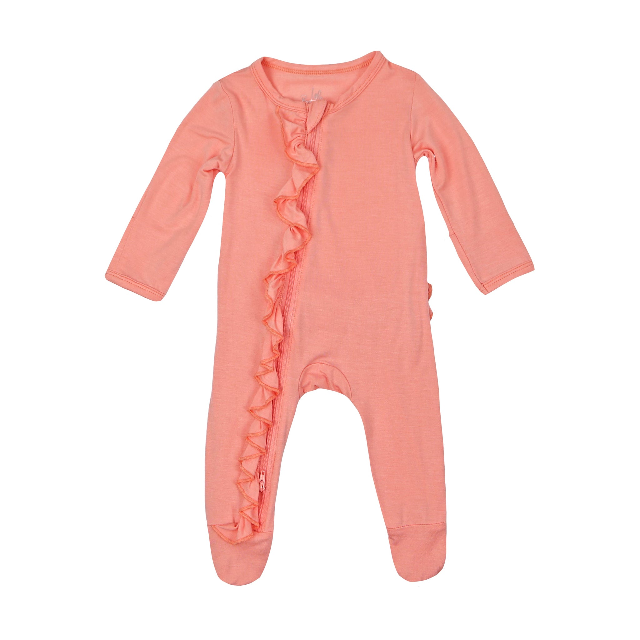 Ruffle 2 Way Zip Romper - Peach