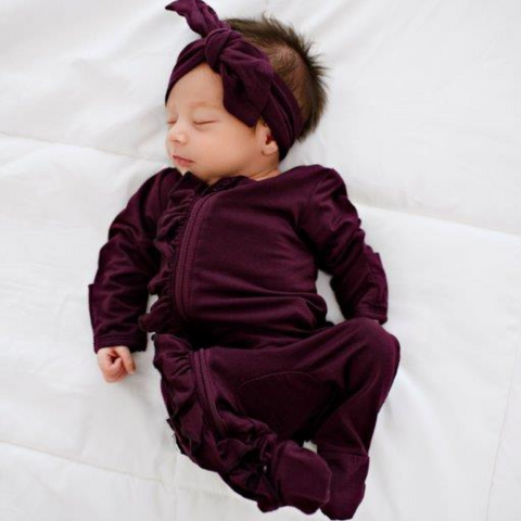 Ruffle 2 Way Zip Romper - Plum