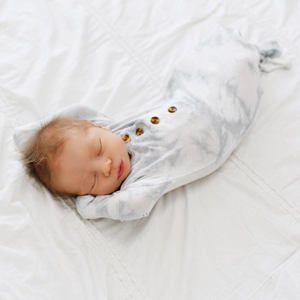 Knotted Baby Gown - Gray Marble