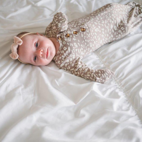 Knotted Baby Gown - Mocha Leopard