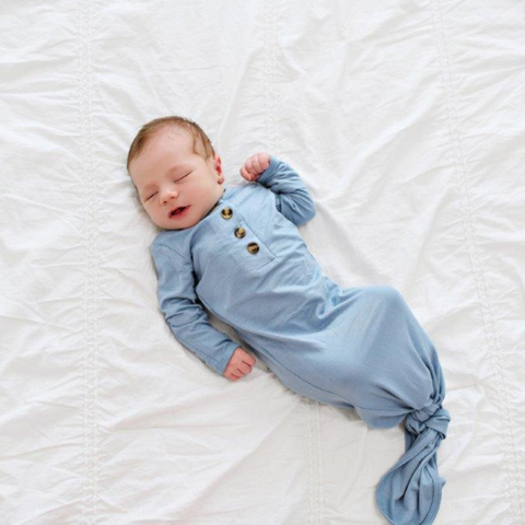 Knotted Baby Gown - Ocean Blue