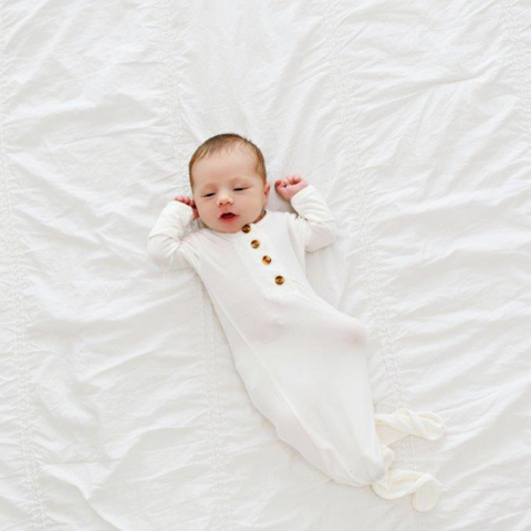 Knotted Baby Gown - White