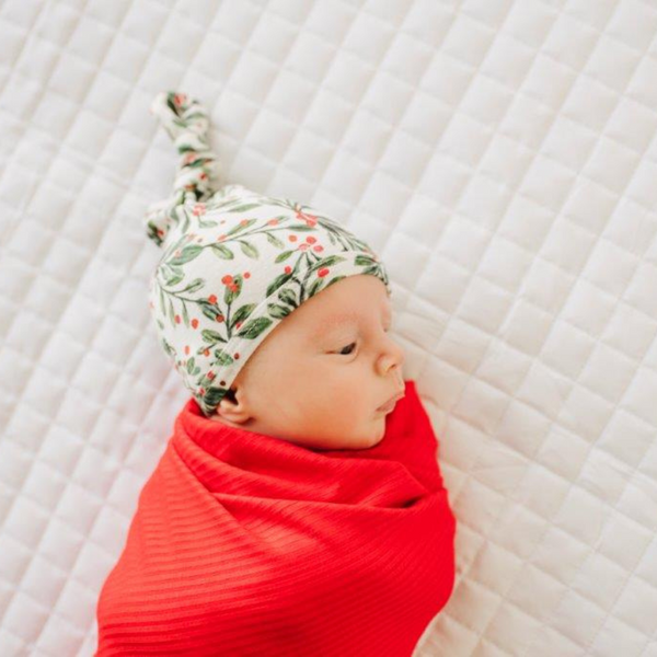 Top Knot Hat - Holly Berry