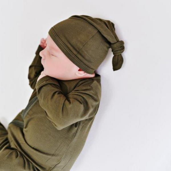 Top Knot Hat - Olive Green