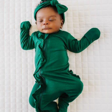 Ruffle 2 Way Zip Romper - Emerald Green