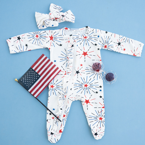 Ruffle 2 Way Zip Romper - Fireworks