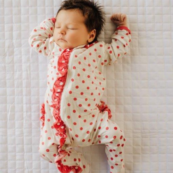 Ruffle 2 Way Zip Romper - Love Bug