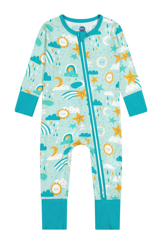 Bamboo One Piece Zip Pajama - Astro