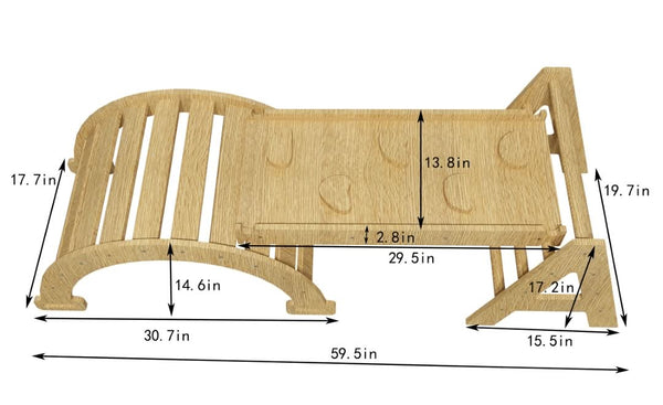 Maple - Wood Small Triangle Climbing Set with Ladder Slide and Rocker