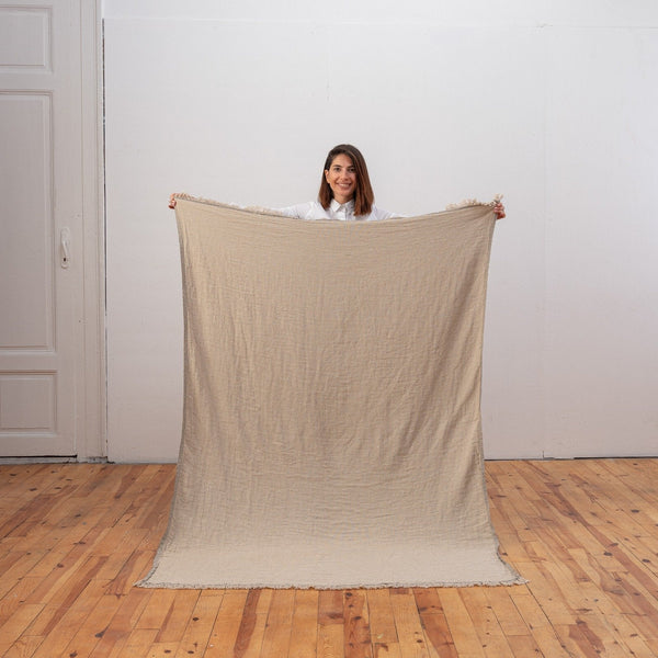 Ekani Linen and Cotton Turkish Throw Blanket