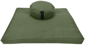 Zafu and Zabuton Meditation Cushion Set - Hemp fabric, Organic Buckwheat Hulls