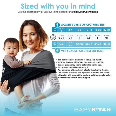 Baby K'tan Active Oasis Baby Carrier | Black-Grey