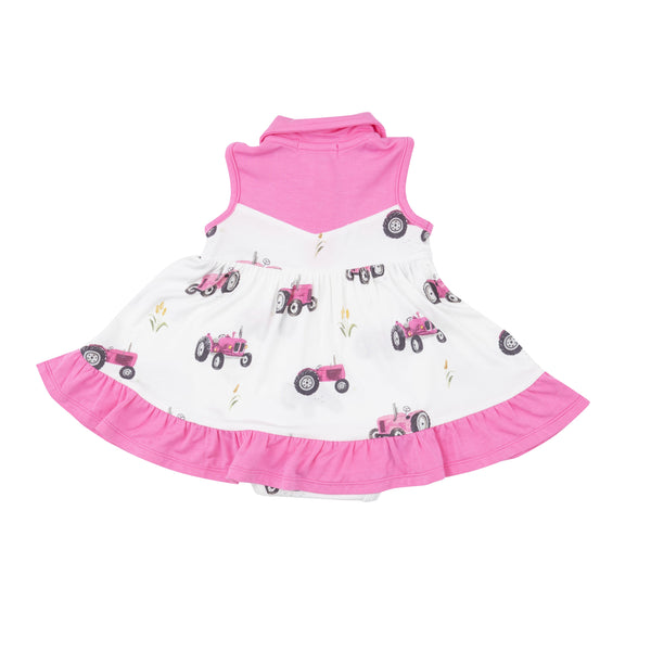 Cowgirl Bodysuit Dress - Pink Tractors