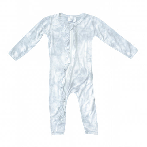 Ruffle 2 Way Zip Romper - Gray Marble