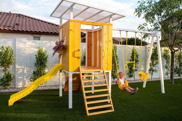 Forest - Modern Backyard Outdoor Swing Set 2 Swings And Trapeze Bar