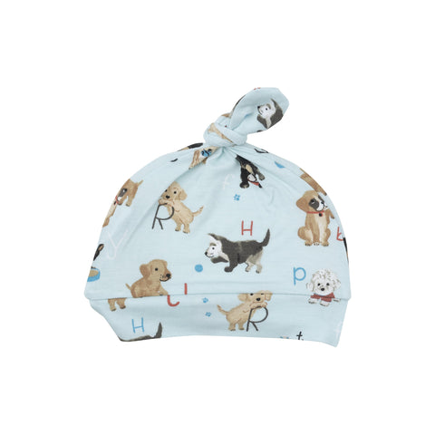 Knotted Hat - Puppy Alphabet Blue