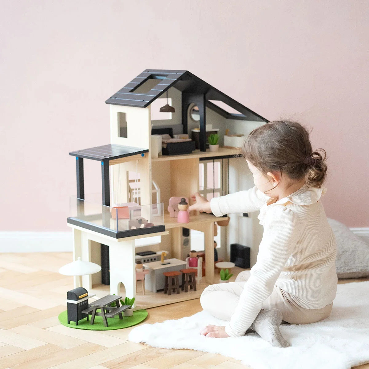 Modern wooden dollhouse deals