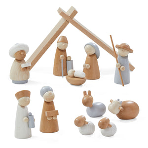 Natural Wood Nativity Set - Christmas story