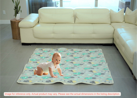 Organic Cotton Play Mat/Quilted Blanket - Dreamy Sky/Love Gray Reversible
