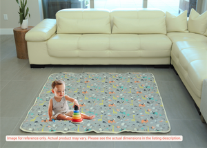 Organic Cotton Play Mat/Quilted Blanket - Safari Dream/Pink Pebbles Reversible