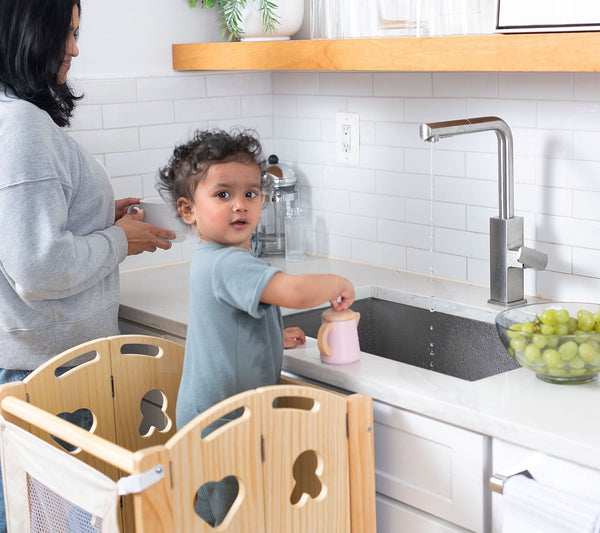 Laurel - 4 in 1 Foldable Kitchen Tower, Step Stool, Chalkboard and Slide