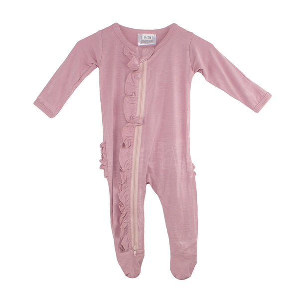 Ruffle 2 Way Zip Romper - Roseberry