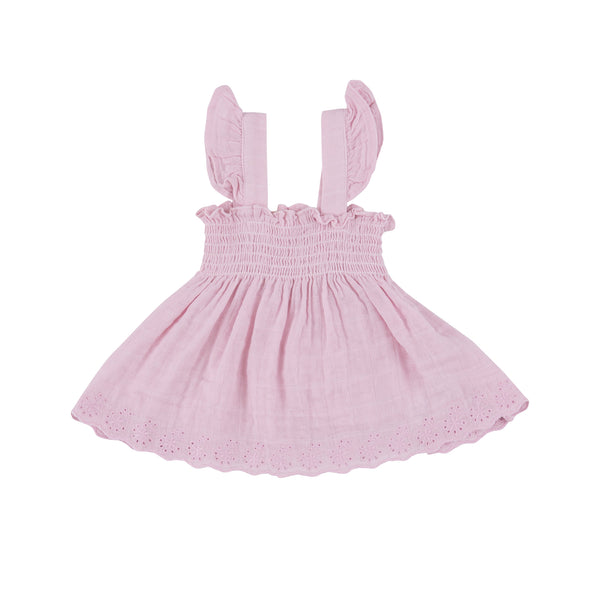 Ruffle Strap Smocked Top And Diaper Cover - Ballet Solid Muslin