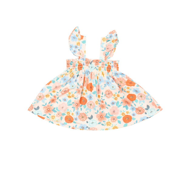 Ruffle Strap Smocked Top And Diaper Cover - Flower Cart