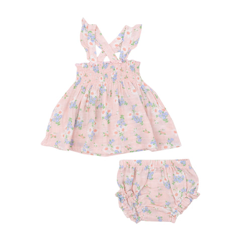 Ruffle Strap Smocked Top And Diaper Cover - Gathering Daisies