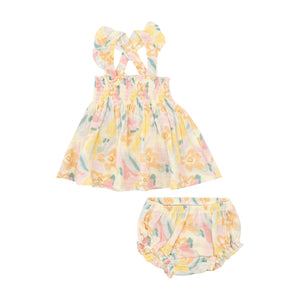 Ruffle Strap Smocked Top And Diaper Cover - Paris Bouquet