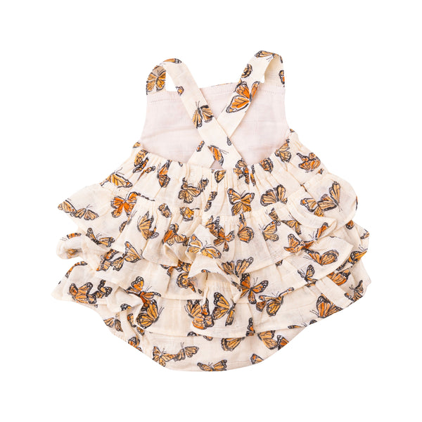 Ruffle Sunsuit - Painted Monarch Butterflies