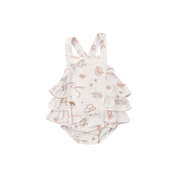 Ruffle Sunsuit - Wild West Pink