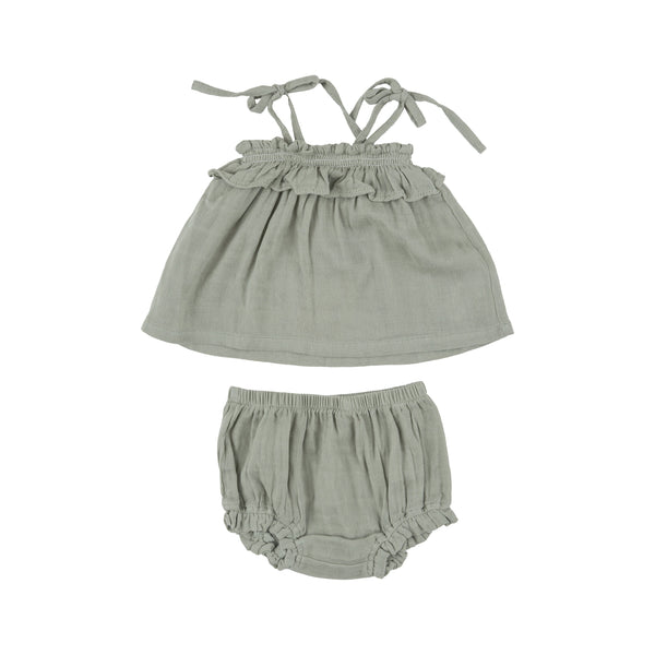 Ruffle Top & Bloomer - Desert Sage Solid Muslin