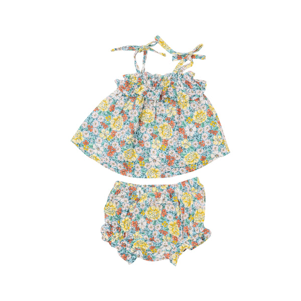 Ruffle Top & Bloomer - Golden Peony Floral