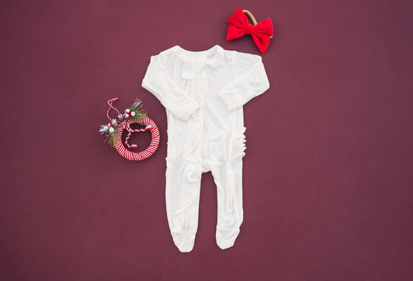 Ruffle 2 Way Zip Romper - White