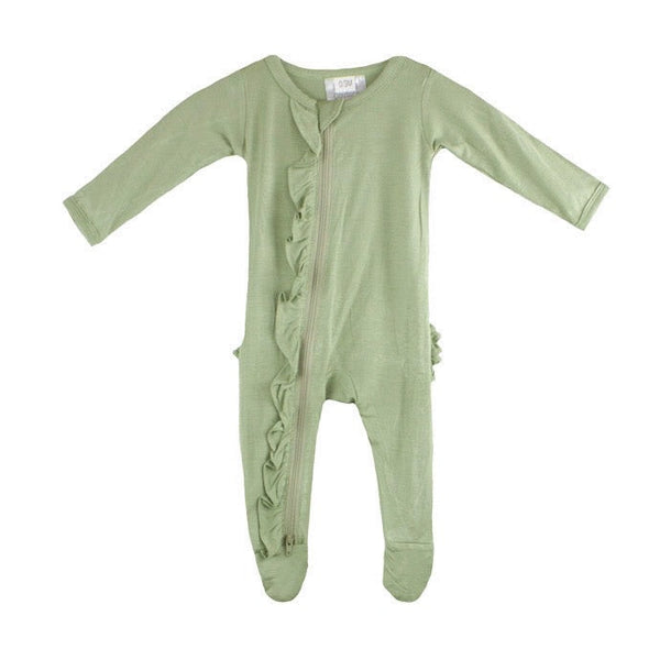 Ruffle 2 Way Zip Romper - Sage