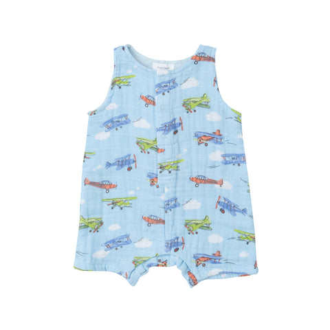 Shortie Romper - Vintage Planes