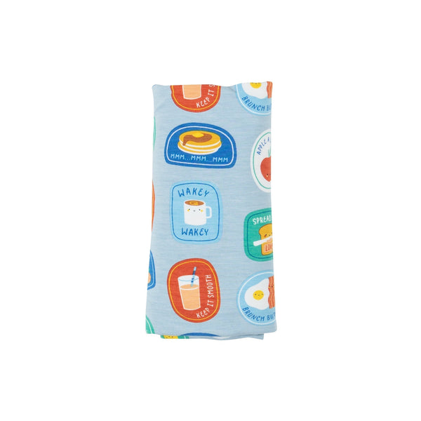 Swaddle Blanket - Breakfast Club Patches Blue