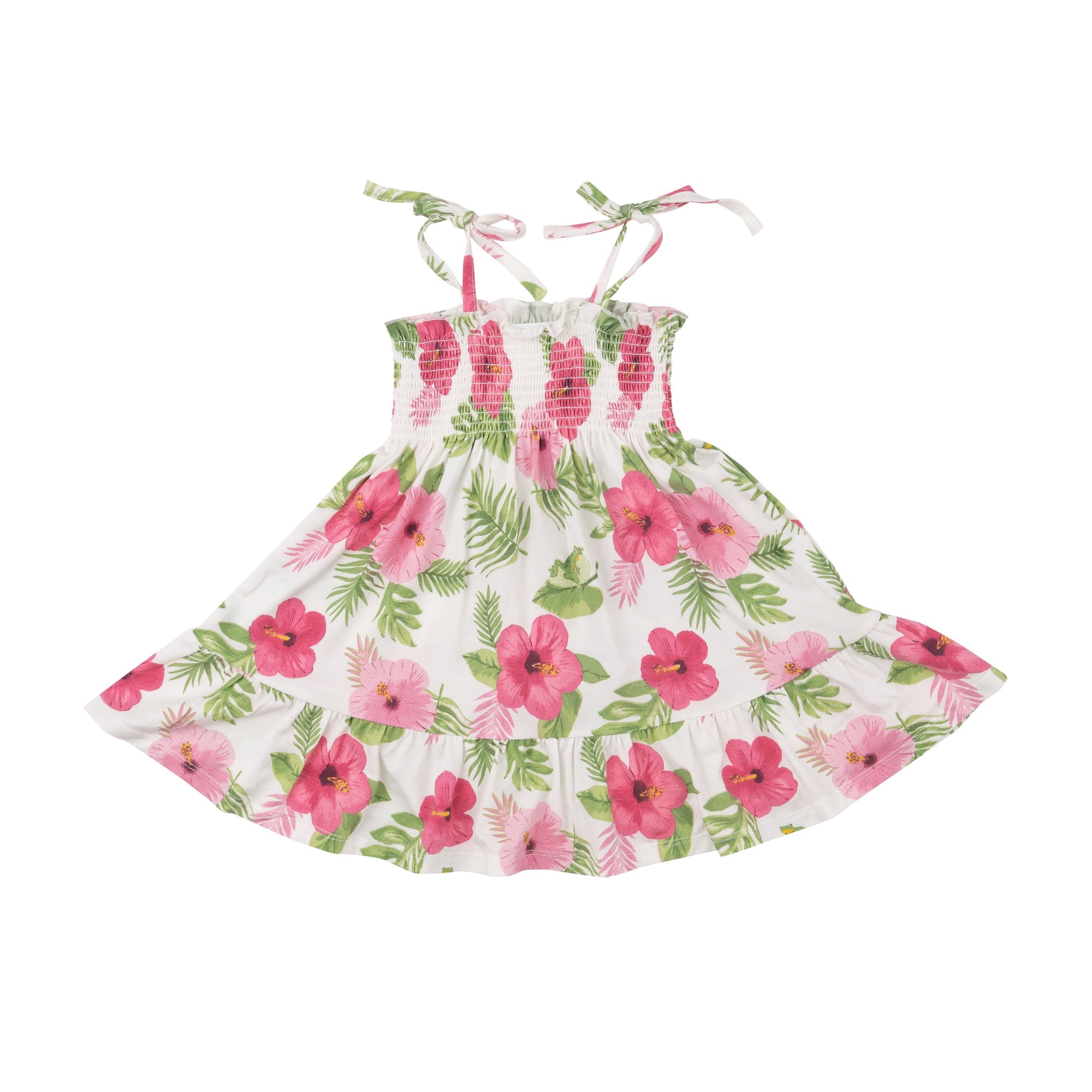 Tie Stap Smocked Sun Dress - Hibiscus