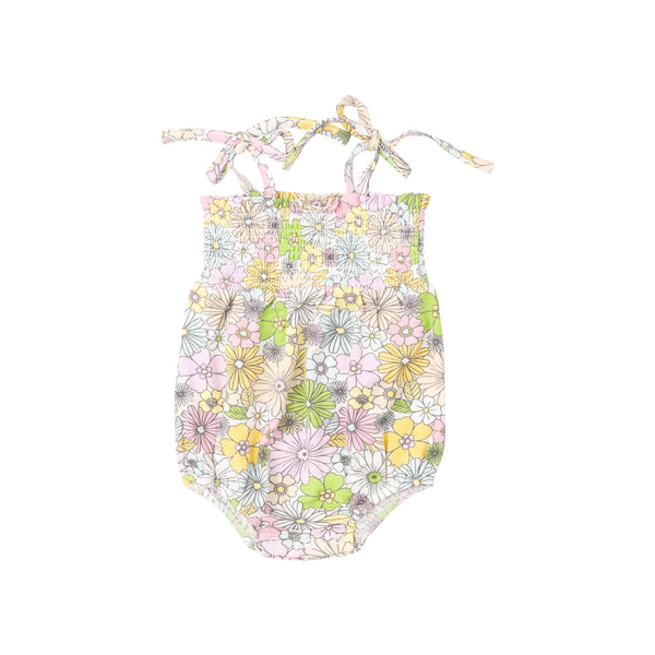 Tie Strap Smocked Bubble - Mixed Retro Floral