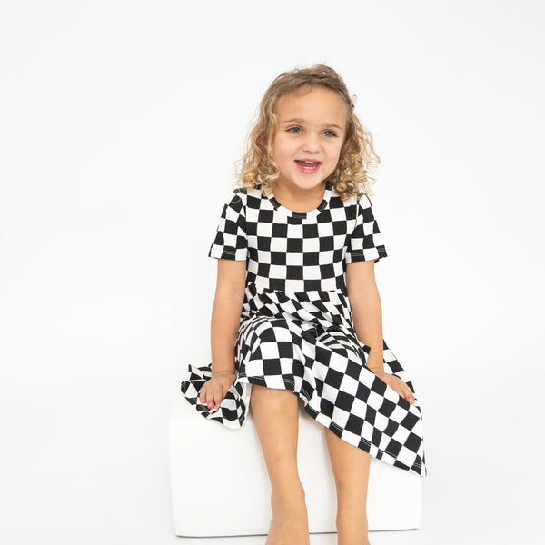 Twirly S/S Dress - Checkerboard