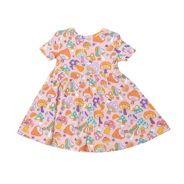 Twirly S/S Dress - Flower Power Mushrooms