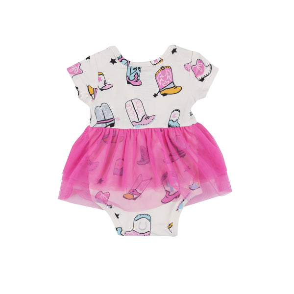 Twirly S/S Tutu Bodysuit Dress - Boots Pink