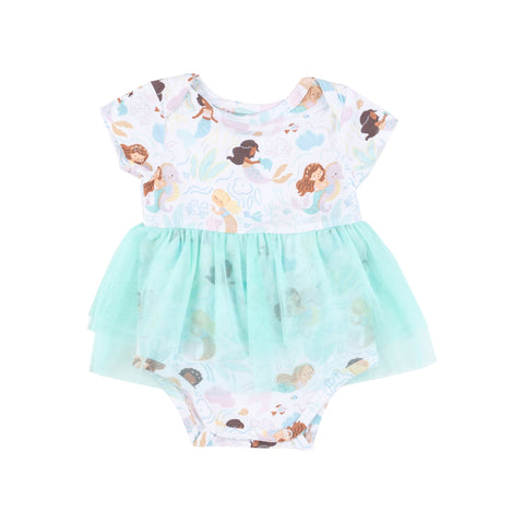 Twirly S/S Tutu Bodysuit Dress - Magical Mermaids