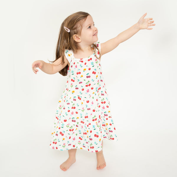 Twirly Sundress & Diaper Cover - Cherry