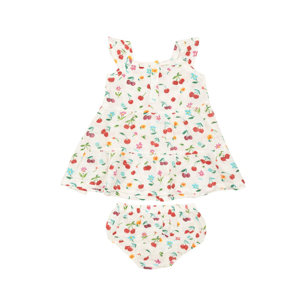 Twirly Sundress & Diaper Cover - Cherry