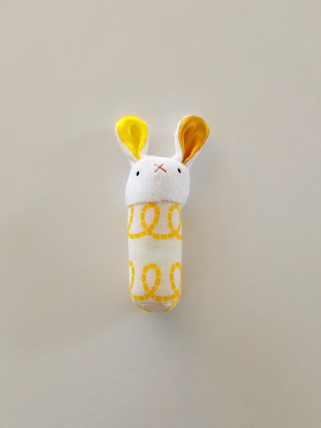 Organic Cotton Bunny Rattle - Yellow