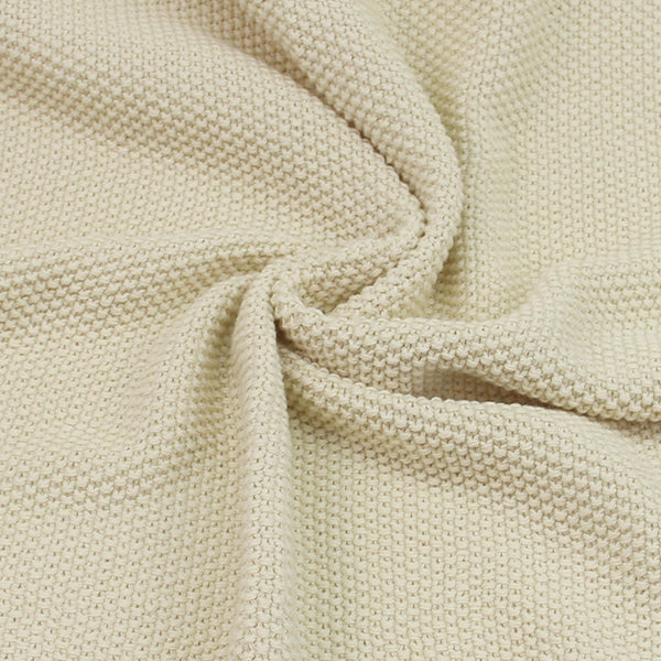 Organic Cotton Knitted Throw Blanket - Ivory