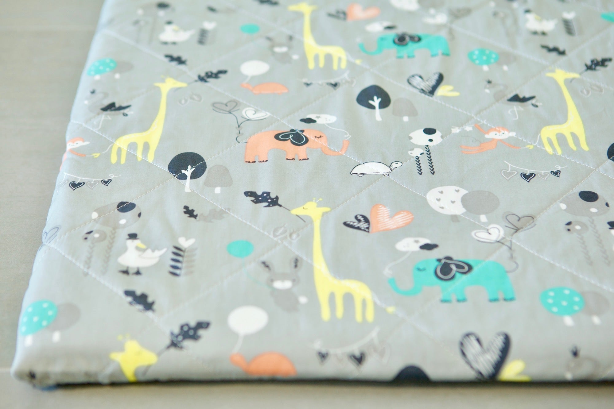 Organic Cotton Play Mat with a removable cover - Safari Dream